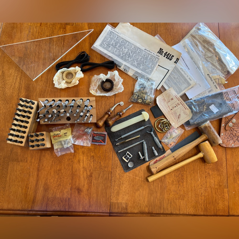 Lot of Vintage Tandy Leather Stamping Tools & Accessories